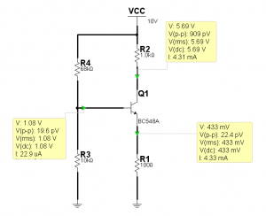 Fig.4 Variación de la polarización al usar un transistor categoría A